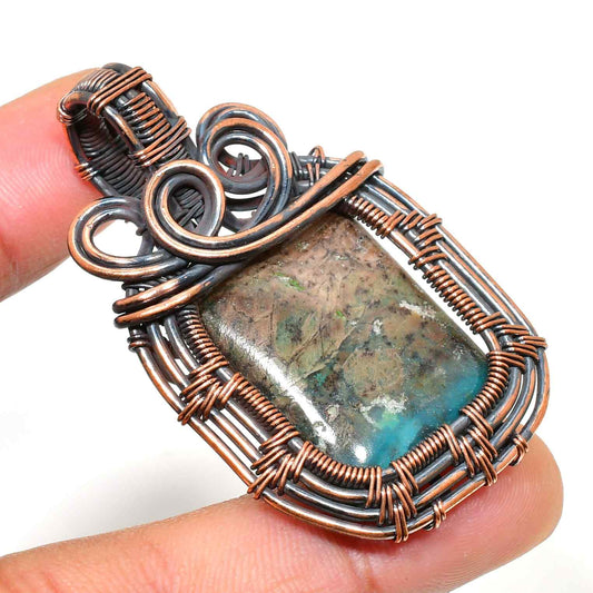 Gaia’s Harmony – Oxidized Copper Gemstone Pendant