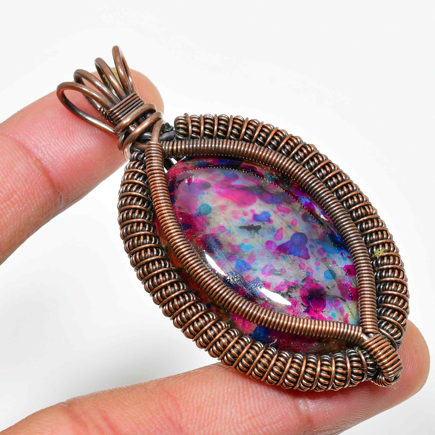 Earthbound Harmony – Jasper & Copper Wire Pendant