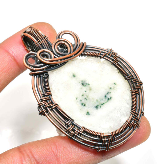 Gaia’s Whisper – Moss Agate Copper Pendant