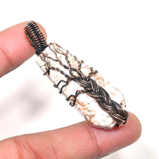 Terra’s Embrace – Natural Stone & Dark Copper Pendant