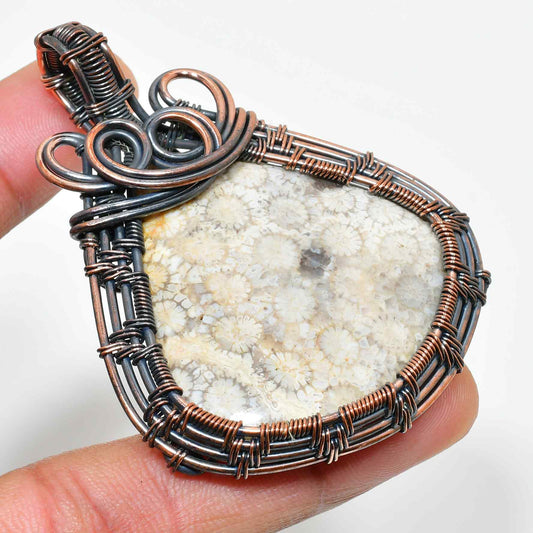 Ember’s Embrace – Copper-Wrapped Grounding Stone Pendant