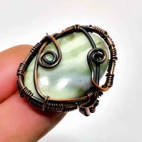 Gaia’s Embrace – Copper-Wrapped Green Stone Pendant