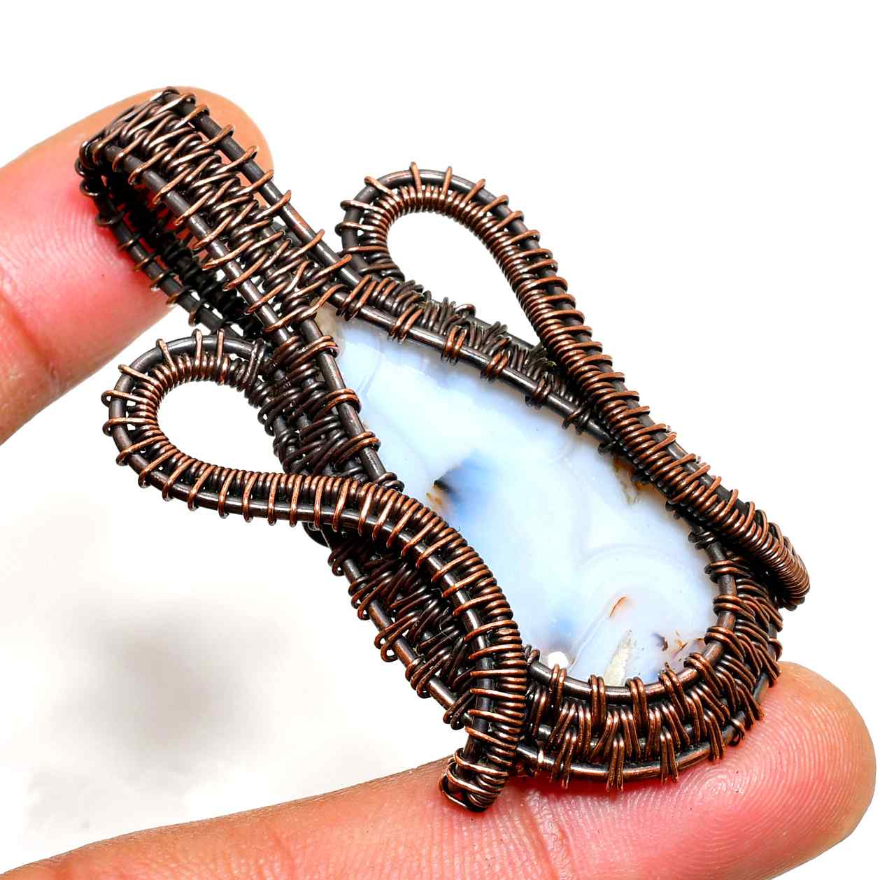 Celestial Glow – Agate & Antique Copper Pendant