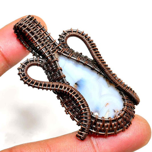 Celestial Glow – Agate & Antique Copper Pendant