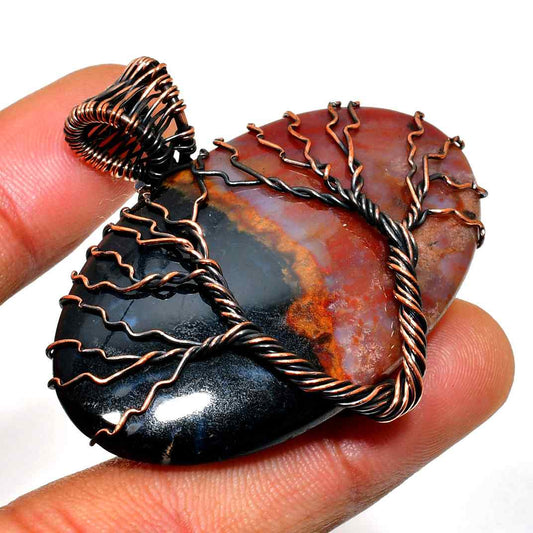 EmberRoot – Tree of Life Agate & Copper Pendant