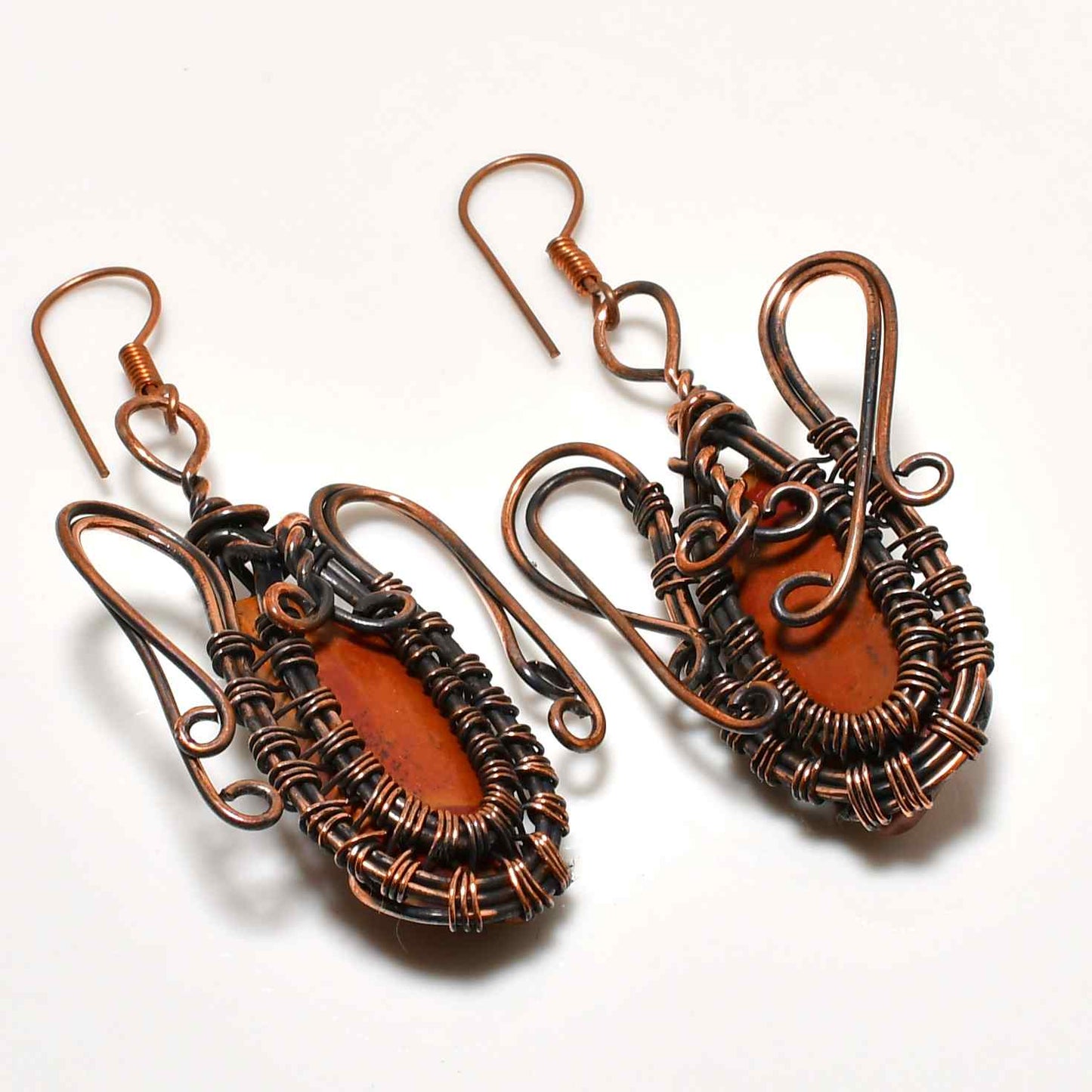 TerraWhirl – Oxidized Copper & Terracotta Earrings