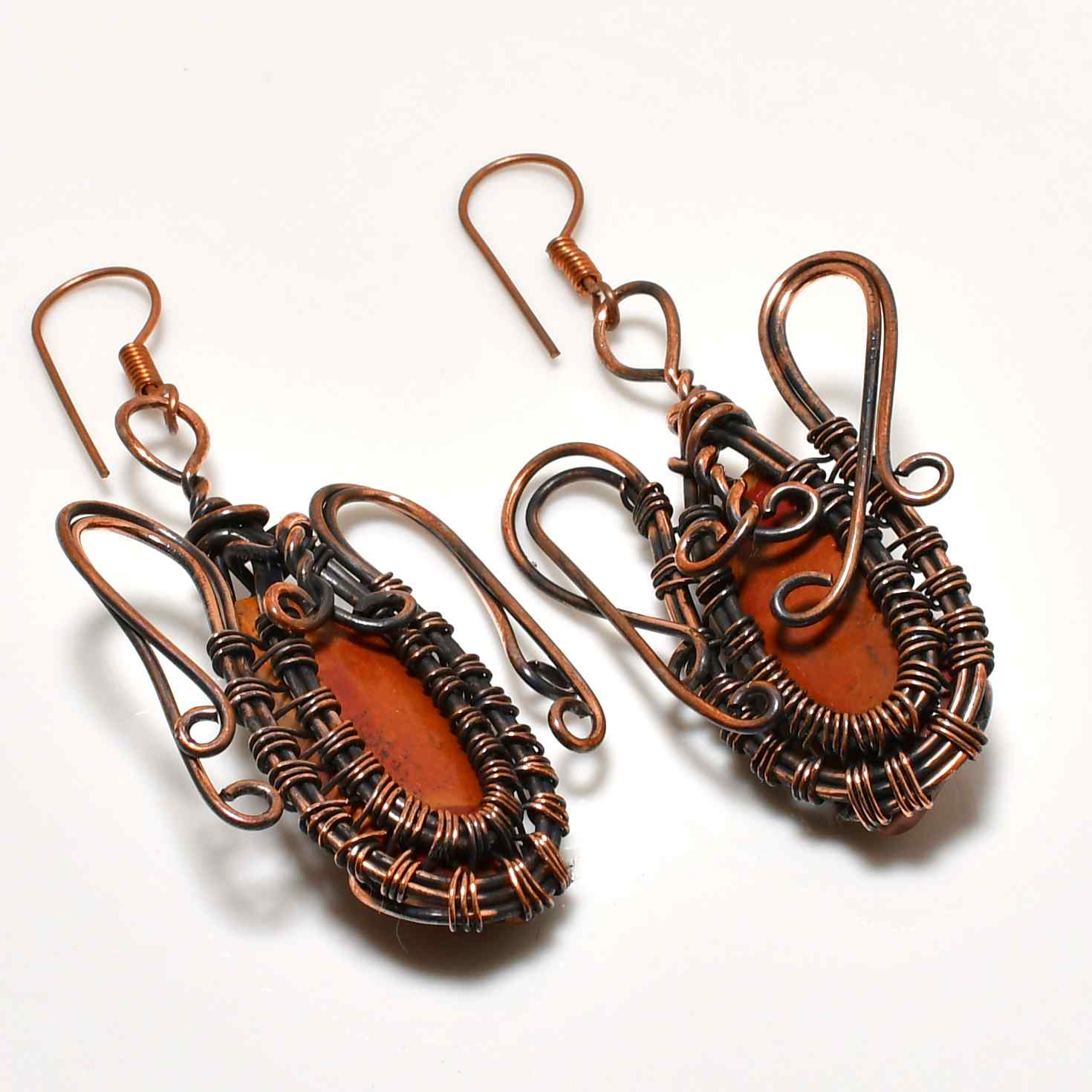 TerraWhirl – Oxidized Copper & Terracotta Earrings