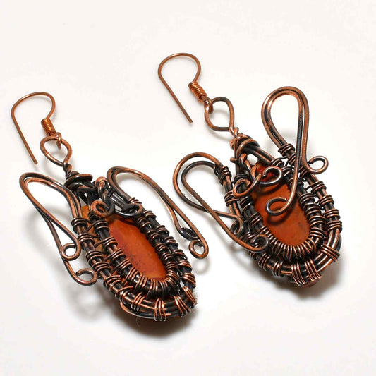 TerraWhirl – Oxidized Copper & Terracotta Earrings