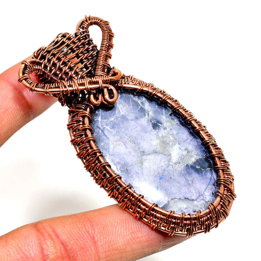 Ezra’s Veil – Handwrapped Amethyst & Copper Pendant