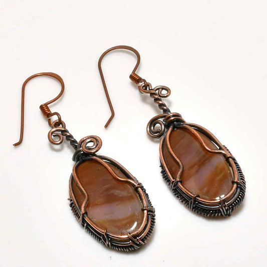 Elemental Balance – Agate & Copper Earrings