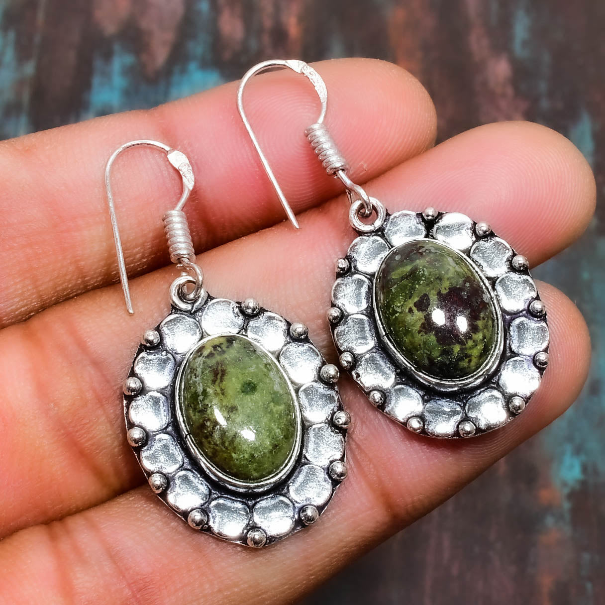 Unakite Harmony – Sterling Silver Earrings