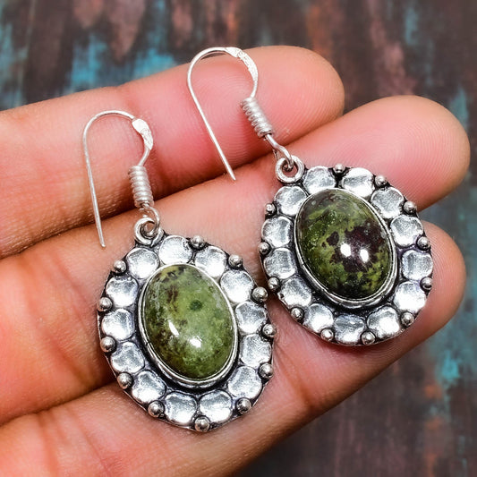 Unakite Harmony – Sterling Silver Earrings