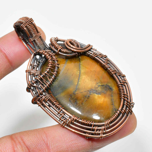Guardian’s Roar – Tiger’s Eye Copper Pendant