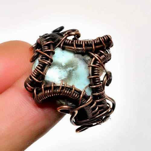 Ocean Whisper – Larimar Copper Ring