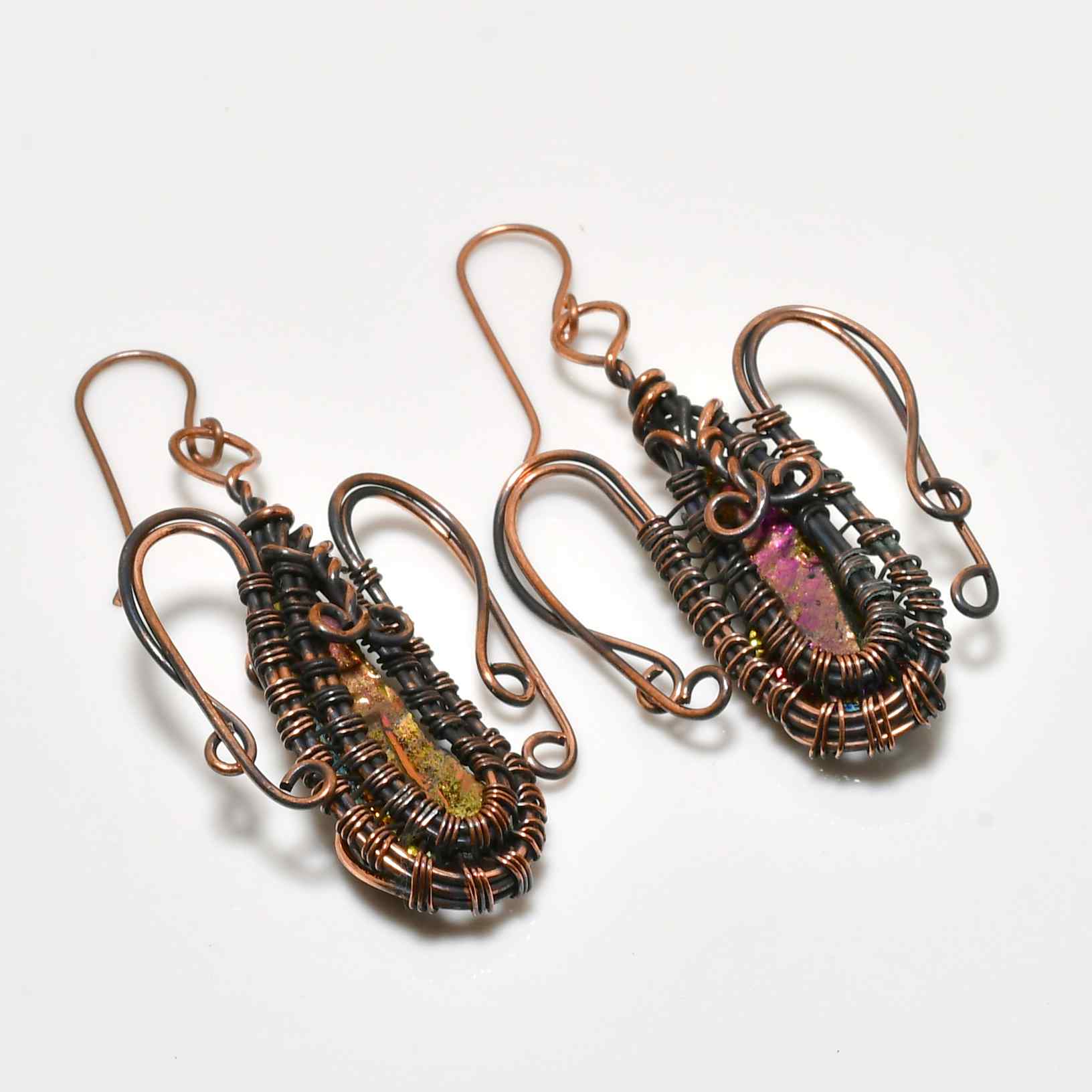 Mystic Aura – Amethyst Copper Earrings