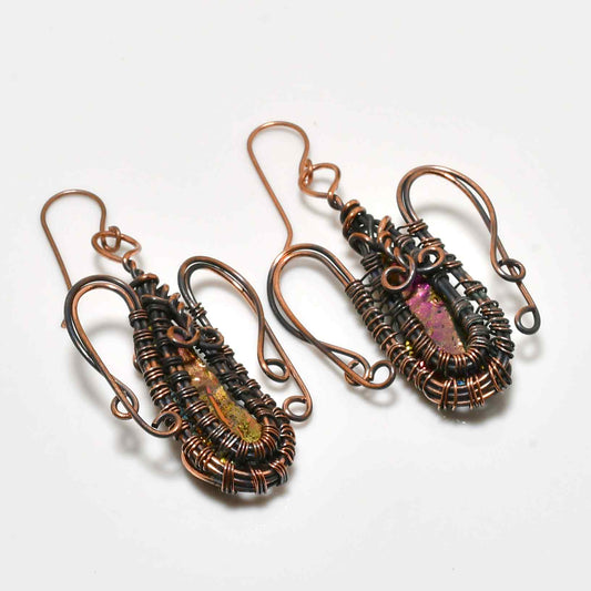 Mystic Aura – Amethyst Copper Earrings