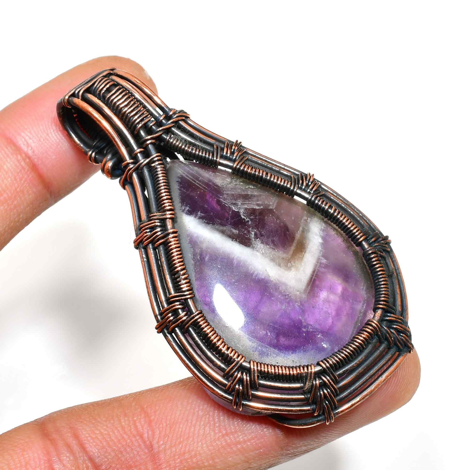 Ezra’s Veil – Handcrafted Amethyst & Copper Pendant
