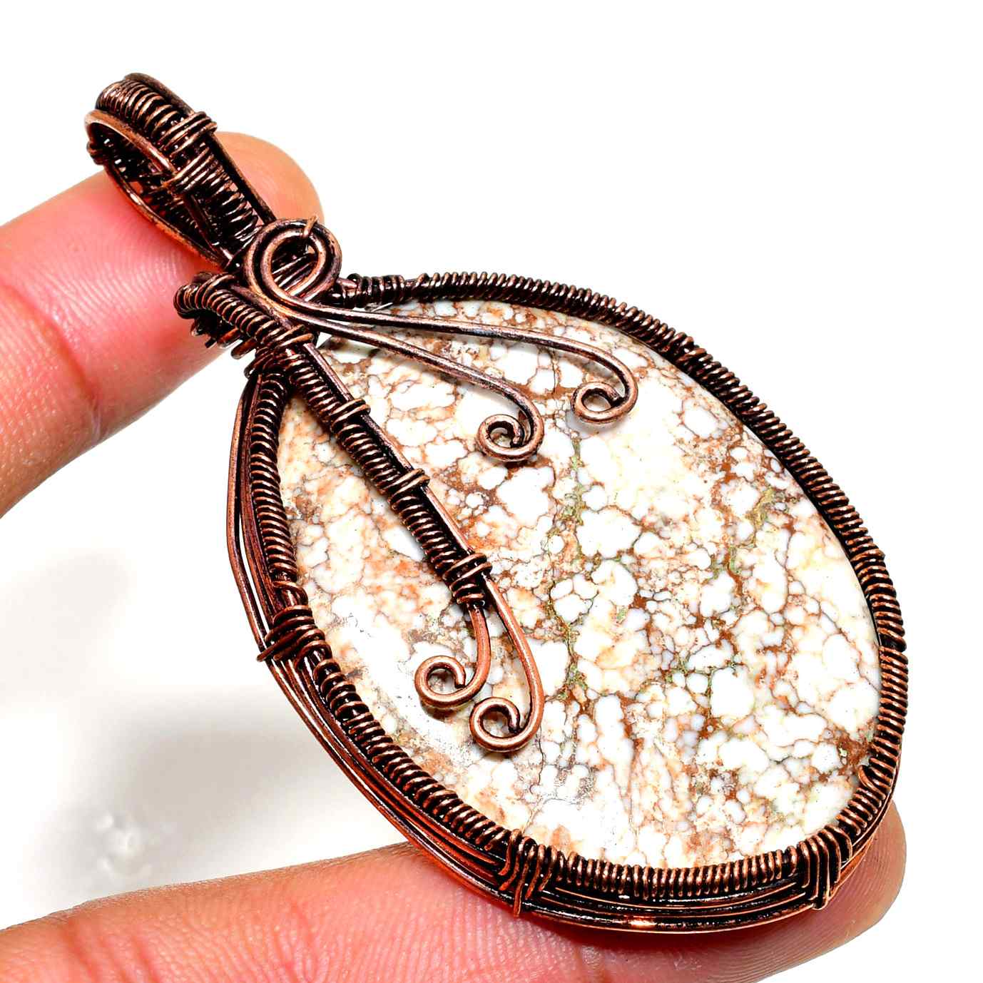 Terra’s Embrace – Copper-Wrapped Natural Stone Pendant