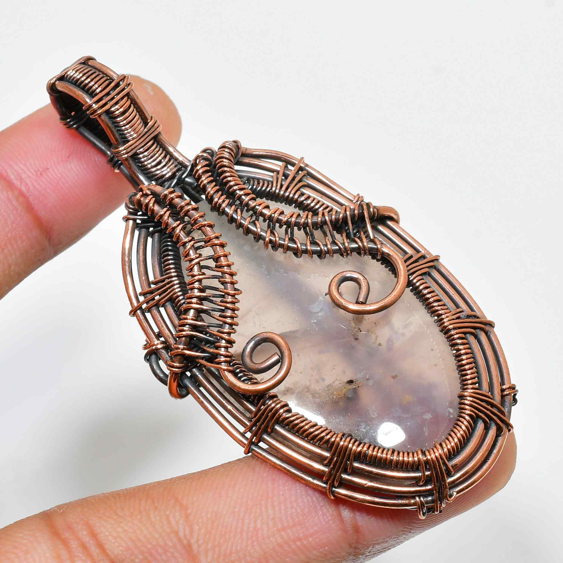 Ezra’s Veil – Oxidized Copper Amethyst Pendant