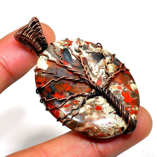 Woodland Whisper – Tree Agate Copper Pendant