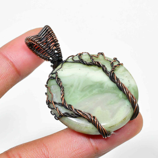 Harmony’s Whisper – Copper-Wrapped Jade Pendant