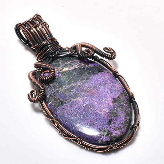 Ezra’s Veil – Handwrapped Amethyst Copper Pendant