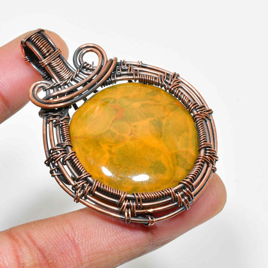 Golden Dawn – Yellow Stone Copper Pendant