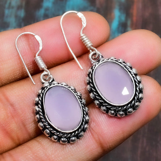 Lavender Serenity – Jade & Silver Earrings