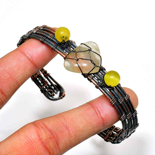 Sunlit Harmony – Yellow Quartz Copper Bracelet