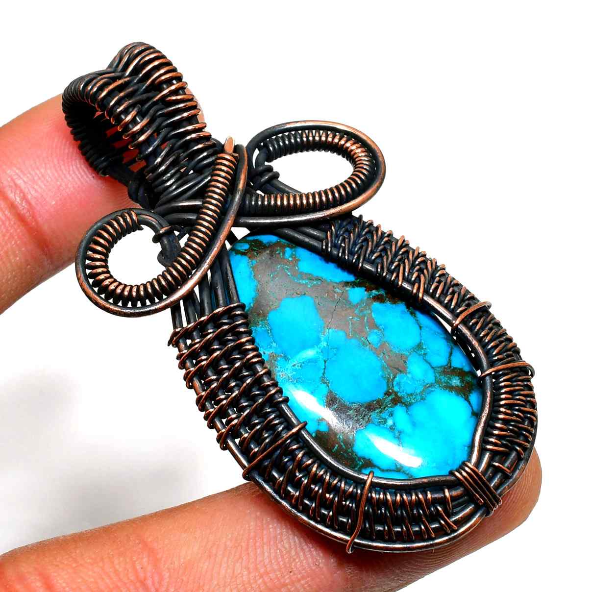 Cerulean Whisper – Turquoise & Copper Pendant