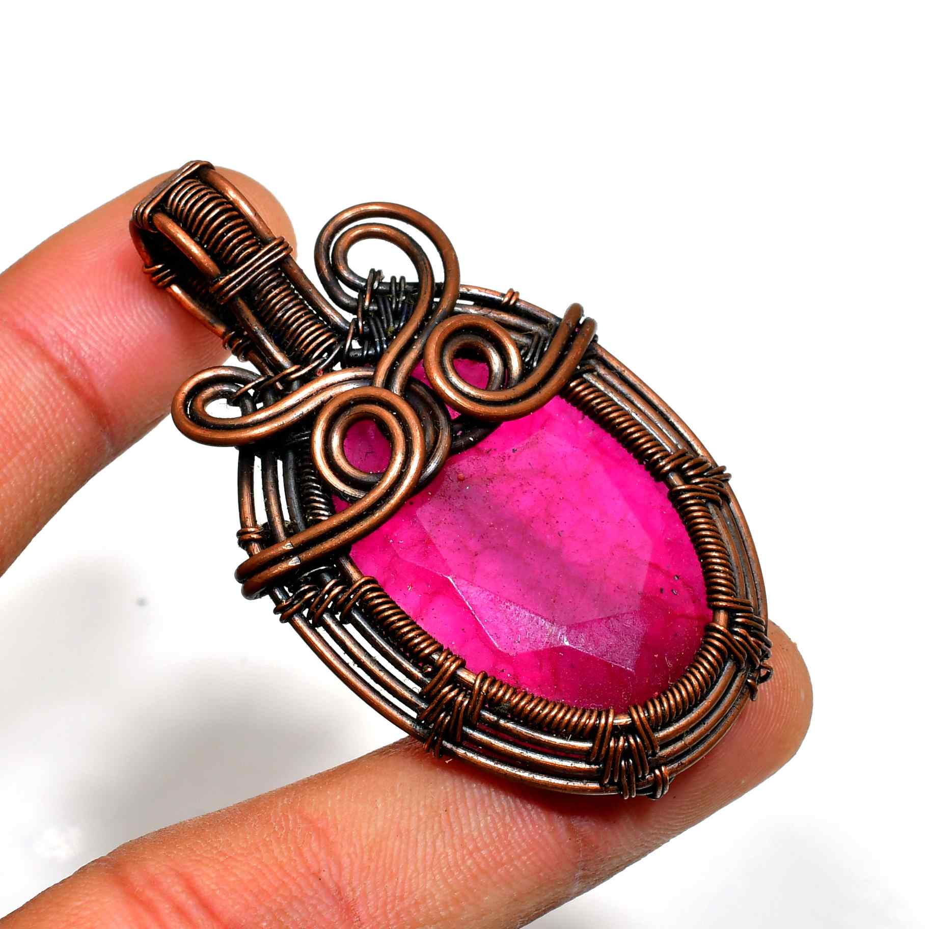 Ember’s Kiss – Ruby Copper Pendant