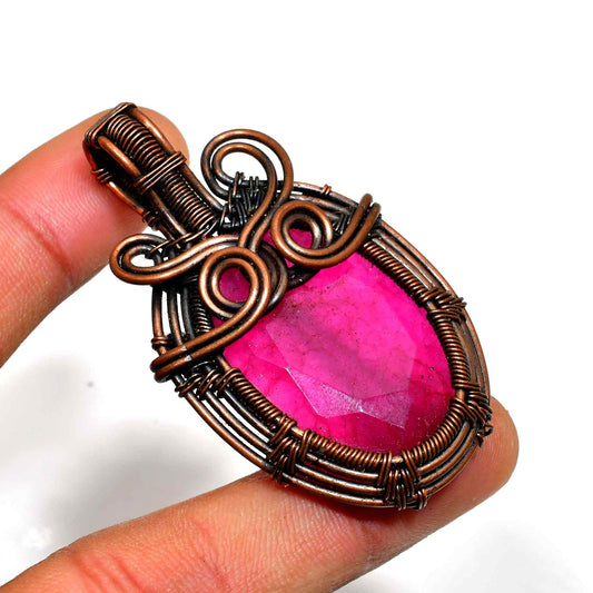 Ember’s Kiss – Ruby Copper Pendant