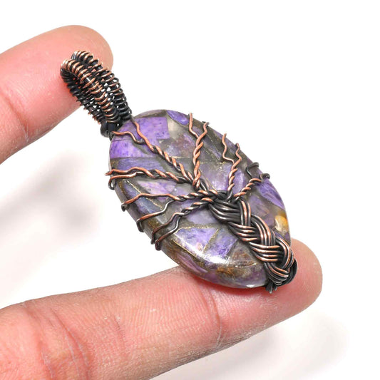 Ezra’s Veil – Handcrafted Amethyst & Oxidized Copper Pendant