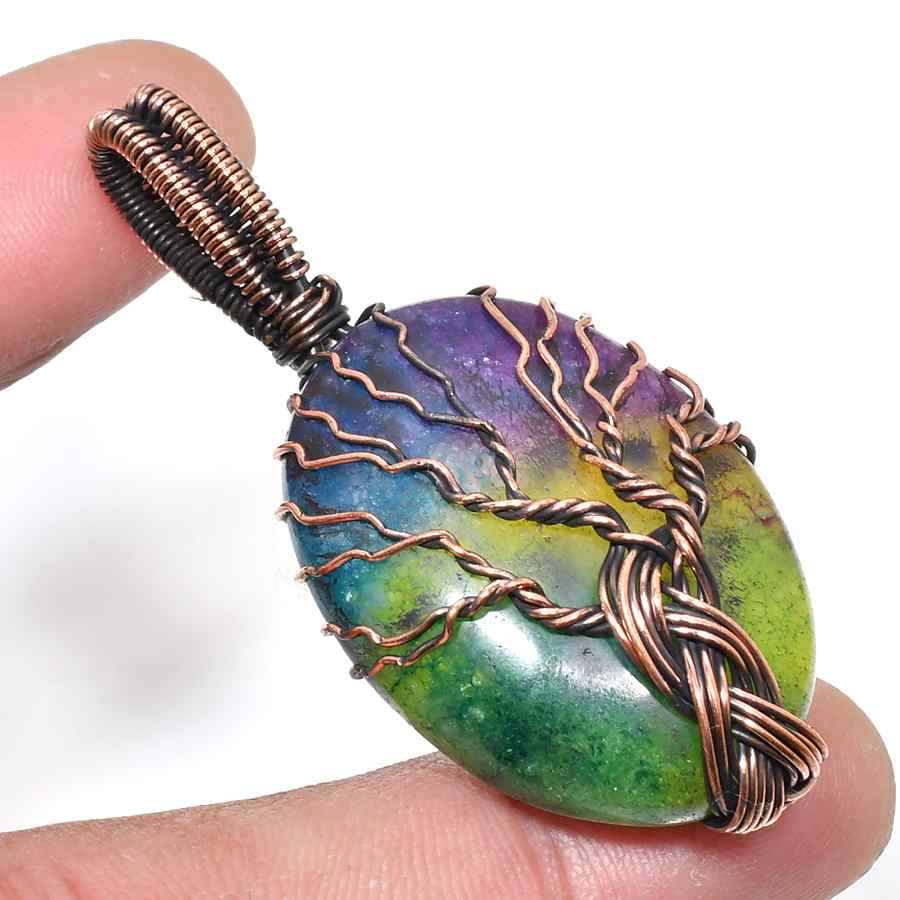 Gaia’s Embrace – Multicolor Copper Tree Pendant