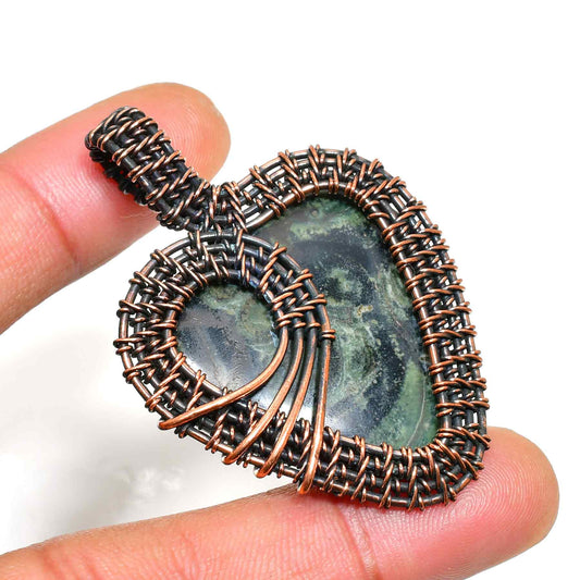 Gaia’s Heart – Oxidized Copper Earthstone Pendant