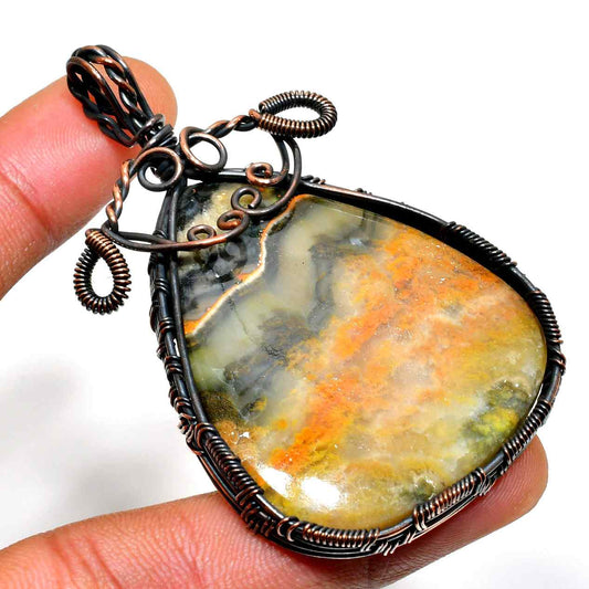 Gaia’s Embrace – Oxidized Copper Stone Pendant