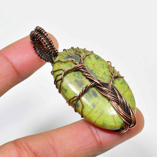 Sylvan Serenity – Green Stone Copper Pendant
