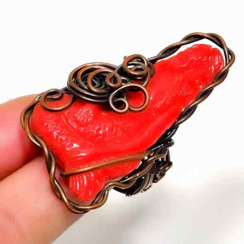 Coral Embrace – Oxidized Copper Ring