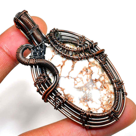 Grounded Serenity – White Howlite Copper Pendant