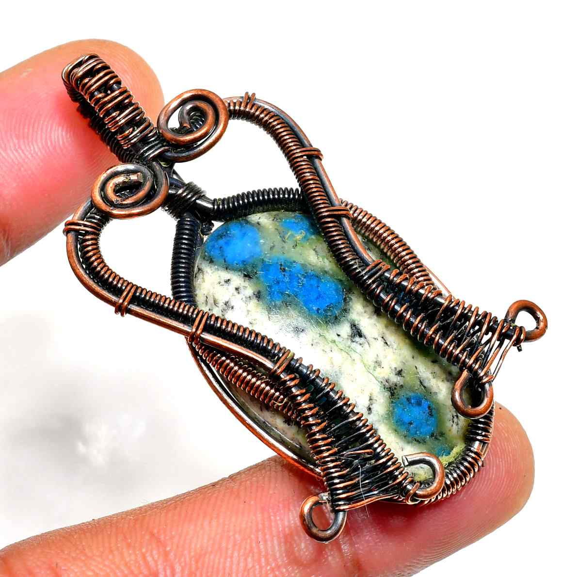 Gaia’s Heart – Oxidized Copper Stone Pendant