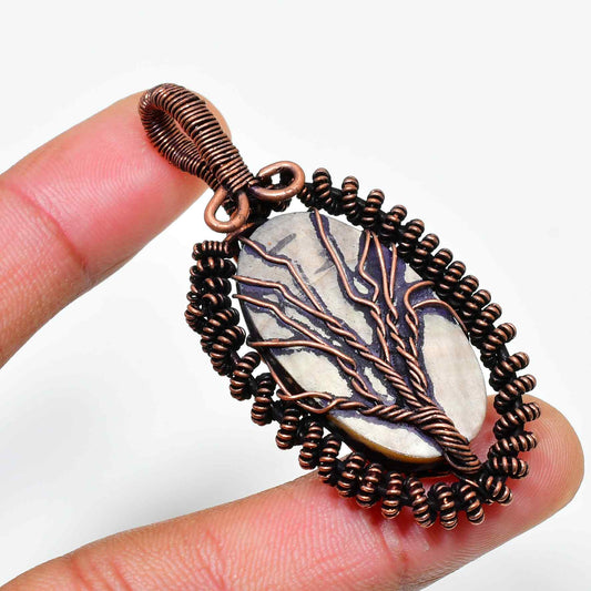 Ezra’s Veil – Grounding Jasper Copper Pendant