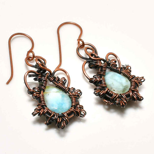 Tranquil Tides – Aquamarine & Copper Earrings