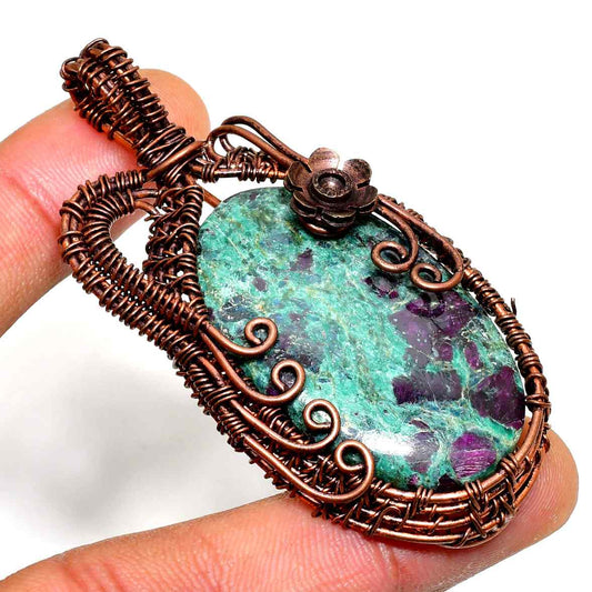 Ember & Earth – Ruby in Zoisite Copper Pendant