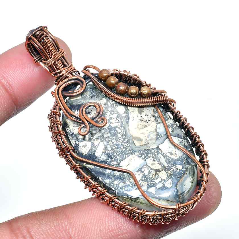 Gaia’s Embrace – Copper-Wrapped Natural Stone Pendant