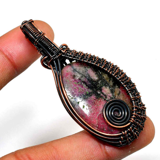 Amara’s Embrace – Rhodonite Copper Pendant