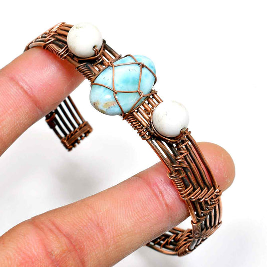 Azure Dreams – Larimar & Antique Copper Cuff
