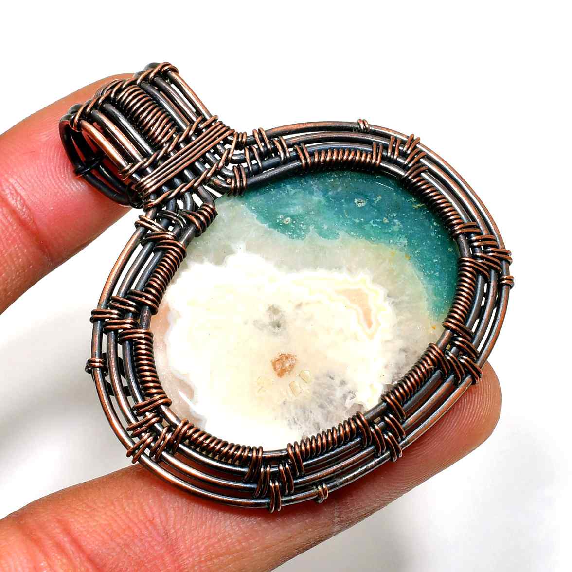 Gaia’s Embrace – Copper-Wrapped Agate Pendant