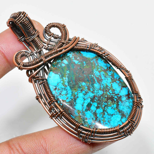 Turquoise Tranquility – Oxidized Copper Pendant