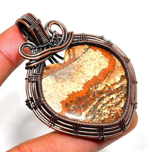 Gaia’s Embrace – Jasper Copper Pendant