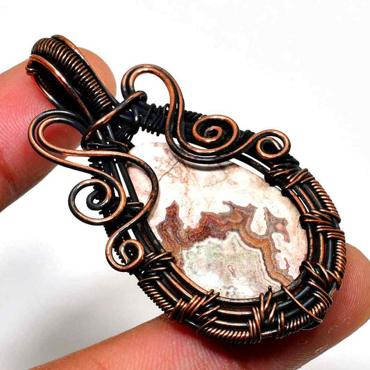 Gaia’s Embrace – Copper-Wrapped Gemstone Pendant